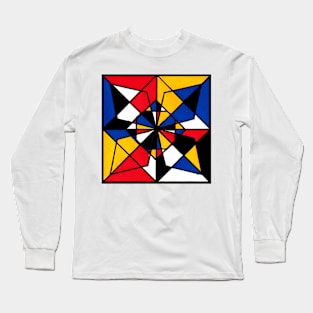 Mondrian Inspired Geometric Abstract Acrylic Painting XVI Long Sleeve T-Shirt